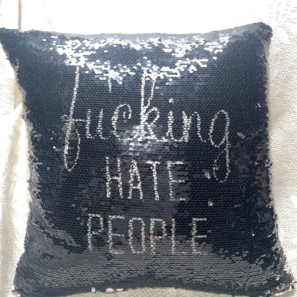 Black Sequin Decorative Pillow 14x14